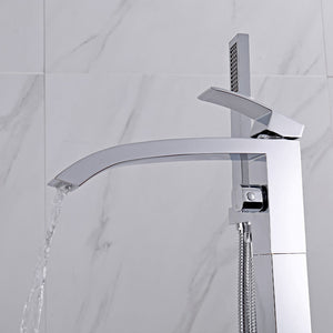 Free Standing Bathroom Tub Faucet Floor Mount Tub Filler Hand Shower Mixer Tap CZ319104