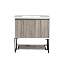 Load image into Gallery viewer, MARSEILLE 36&quot; SINGLE, TWO DOORS, ONE DRAWER, OPEN SHELF BATHROOM VANITY

