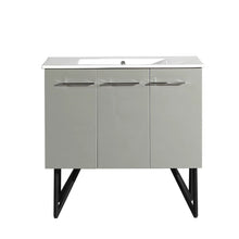 Load image into Gallery viewer, ANNECY 36&quot; SINGLE, BRUSHED ALUMINUM, TWO DOORS, ONE DRAWER, BATHROOM VANITY
