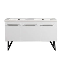 Load image into Gallery viewer, ANNECY 60&quot; DOUBLE, GLOSSY WHITE, TWO DOORS, ONE DRAWER, BATHROOM VANITY
