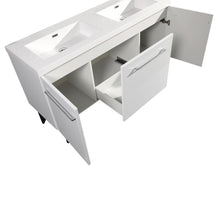 Load image into Gallery viewer, ANNECY 60&quot; DOUBLE, GLOSSY WHITE, TWO DOORS, ONE DRAWER, BATHROOM VANITY
