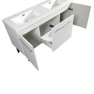 ANNECY 60" DOUBLE, GLOSSY WHITE, TWO DOORS, ONE DRAWER, BATHROOM VANITY